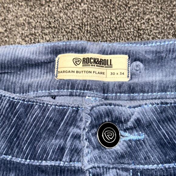 Rock & Roll Denim Bargain Flare Pants Women 30x34 Blue Two-Tone Corduroy NWT NEW - Picture 6 of 9